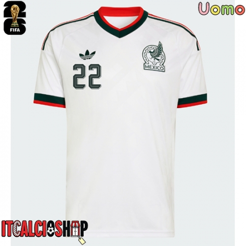 Messico Hirving Lozano #22 Seconda Maglia Mondiali 2026 Manica Corta